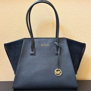 Michael Kors Black Leather & Suede Tote Bag